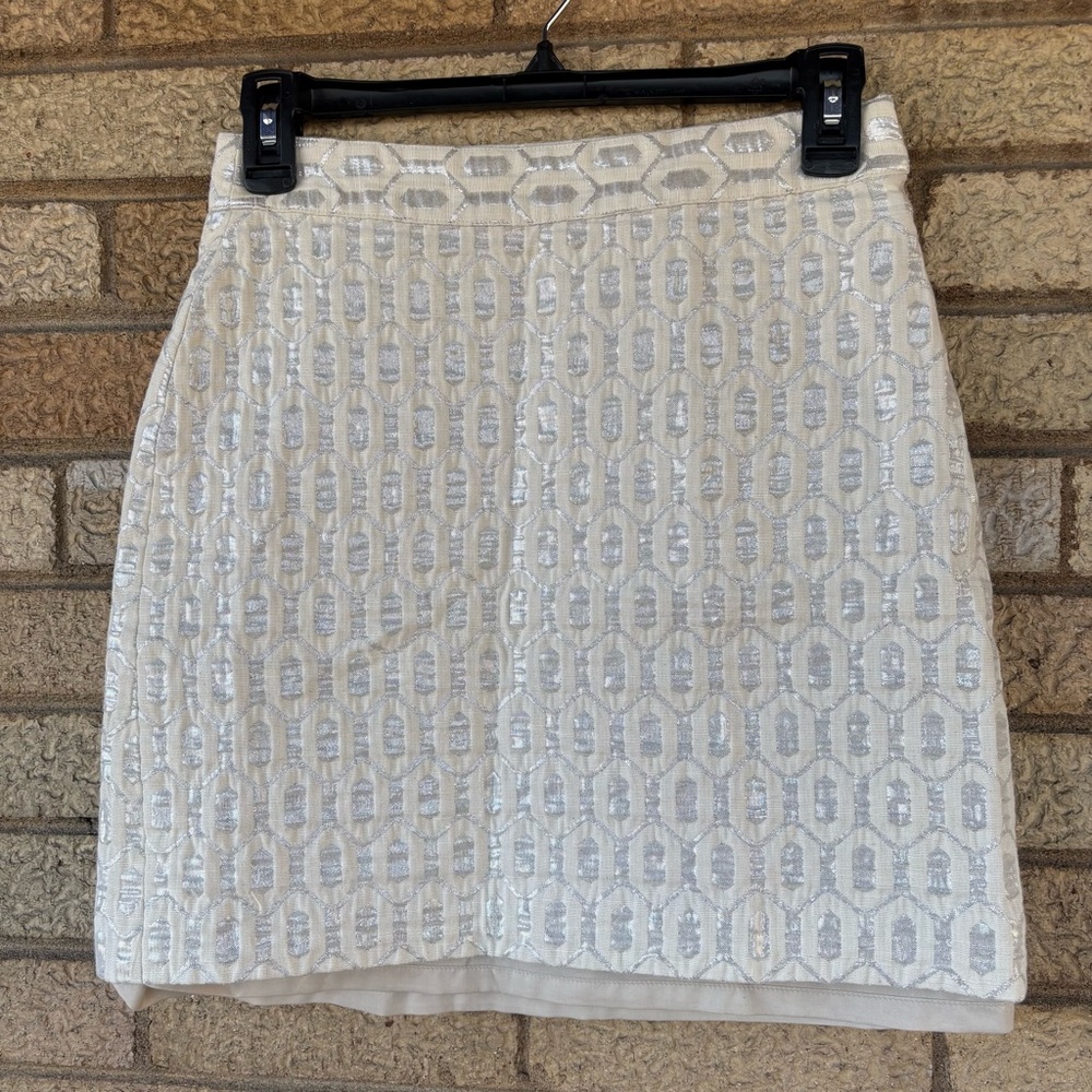 Banana Republic Cream Geometric Mini Skirt